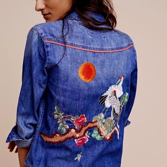 Anthropologie Jackets & Blazers - Anthropologie Embroidered Jean Jacket NWT Med